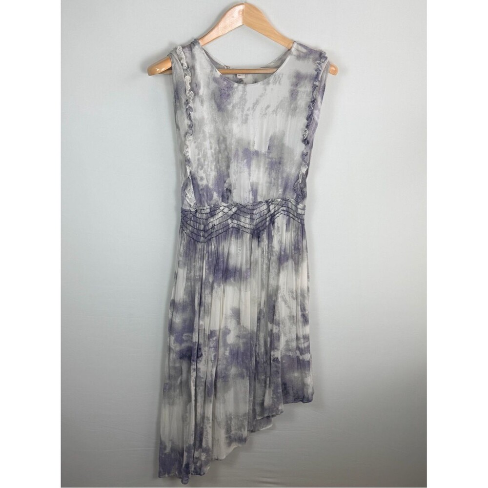 Chelsea & Violet Tie Dye Midi Dress Asymmetrical Hem Smocked Waist Large